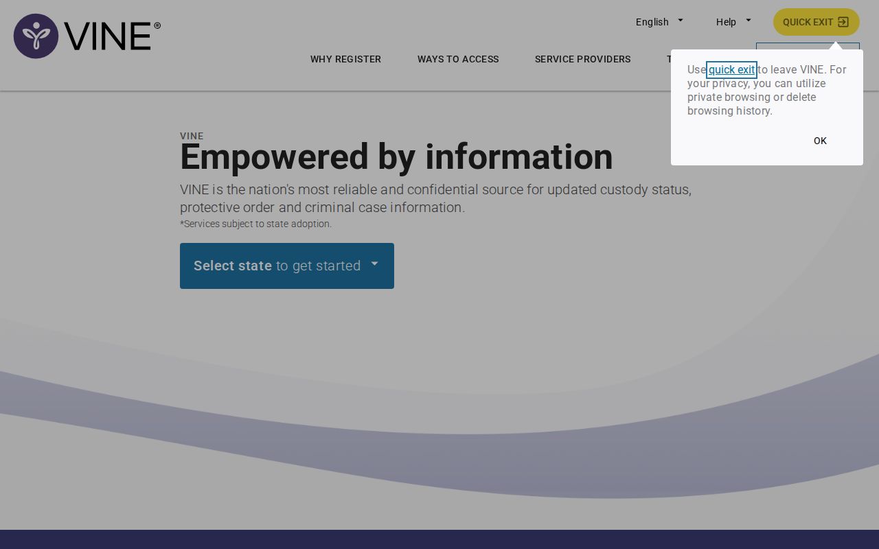 Carbon County VINE inmate check search screen for Utah release records